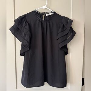 The Impeccable Pig Boutique Black Ruffle Sleeve Blouse